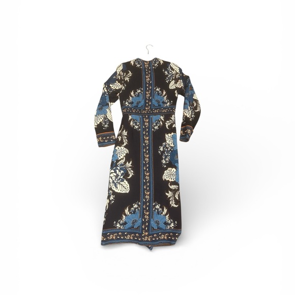 Floral Black and Blue Long Dress - Picture 3 of 3